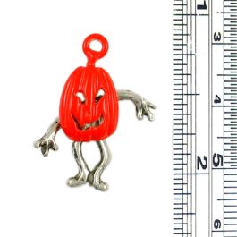 Orange Epoxy Enamel Moveable Pumpkin Man Charm (±6x17x24mm; -2mm-;1D)