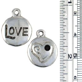Love Heart Charm With Cavity For 3mm Flat Back Crystal (±3x18x14mm; -2mm-;2D)