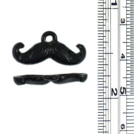 Mustache Charm Black Epoxy Enamel (±2x10x20mm; -2mm-;2D)