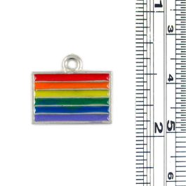 Gay - LGBT Pride Color Epoxy Enameled Rainbow Flag Charm (±2x14x17mm; Hole -2mm-;1D)  *