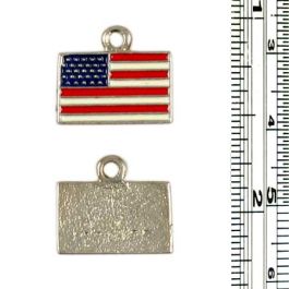 Epoxy Enamel USA Flag Charm with one ring (±15x15x2mm; Hole -2mm-; 1D)