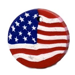  CLEARANCE - USA Flag Fimo 25mm Disc. 100 Per Bag (25x5x25; -2-; 2D)