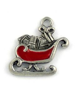 Wholesale Santa's Sleigh With Red Enamel Charms 
