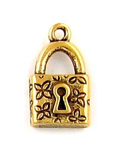 Wholesale Lock Charms with Flower Design.