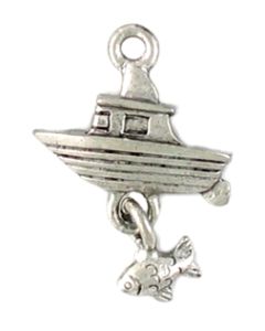 Boat & Fish Charm(±16x23x4mm; -2mm-;3D)  *