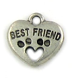 Wholesale Best Friend Heart and Paw Pendant Charms.