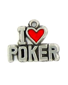 I Love Poker With Red Epoxy Enamel Heart (±16x14x2mm; -1mm-;1D)