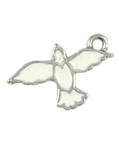 Wholesale White Enameled Dove Pendants.