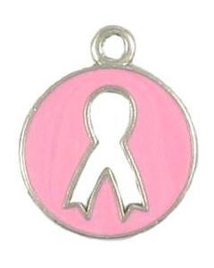 Wholesale Pink Enameled Breast Cancer Ribbon Pendants.