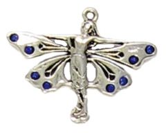 Wholesale Fairy Pendant With Blue Crystals on Wings