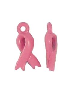 Wholesale Pink Enameled Pewter Breast Cancer Ribbon Charms