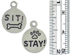 Wholesale Two Sided Sit / Stay Dog Charms.
