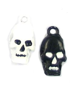 Black And White Epoxy Enamel Skulls (±11x20x4mm; -2mm-;1D)