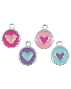 Wholesale Assorted Colors Enameled Heart Charms.