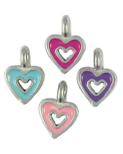 Wholesale Assorted Colors Enamel Heart Charms.