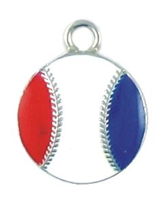 Red White and Blue Enameled USA Baseball Charms