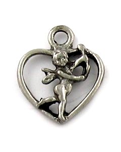 Wholesale Cupid Cherub In Heart Charms.