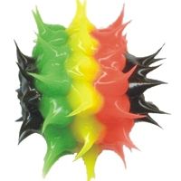 Wholesale rasta colors spiky rubber beads 