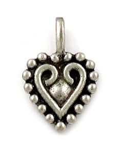 Wholesale Heart Charms with Beaded Edge. 