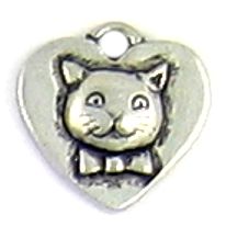 Heart With Cat Charm (±14mm L x 15mm W x 3mm D;  Hole -2mm-;  1D)   *