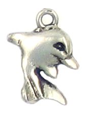 Dolphin Charm (±12mm L x 16mm W x 3mm D;  Hole -1.5mm-;  3D)  *