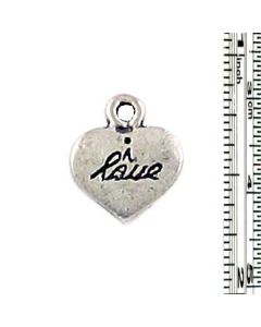 Wholesale I Love engraved on Heart Charms.