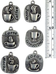Mixed Coffee Charms (±3x21x17mm; -2mm-;1D)