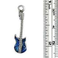 Wholesale Blue  Guitar Pewter Charms