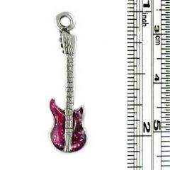 Wholesale Pink  Guitar Pewter Charms