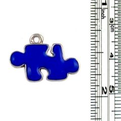 Wholesale Blue Enameled Puzzle Piece Charms