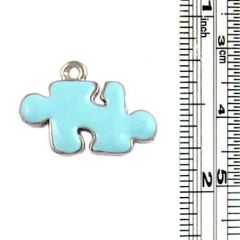 Wholesale Blue Enameled Puzzle Piece Charms