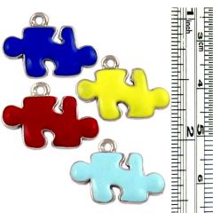 Wholesale Enameled Puzzle Piece Charms