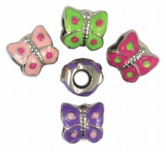  Epoxy Enamel Butterfly Bead Large Hole (±11x10x10mm; -4.5mm-;3D)