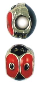 Epoxy Enamel Ladybug Bead Large Hole (±9x12x10mm; -4.5mm-;3D)