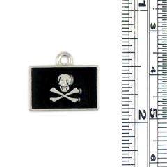 Skull and Crossbones Flag Charm With Black Epoxy