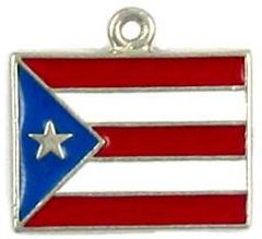 Puerto Rican Flag Charm (±2x19x20mm;  Hole -1.5mm-; 1D)   *