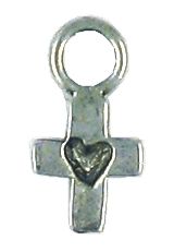 Wholesale Pewter Cross with Heart Charms.