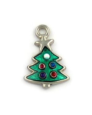 Christmas Tree Charms with Colored Enamel.