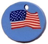 Wholesale USA Flag Fimo on Blue Disc Pendants